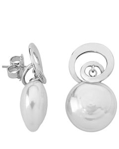 Majorica Mademoiselle Colection EarRings Espiral silver, 18 mm white bulging oval pearl