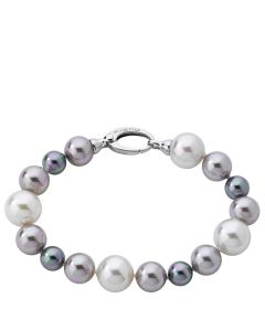 Majorica Estela Colection Bracelet Estela silver, 8/12 mm white, gray, nuage round pearl