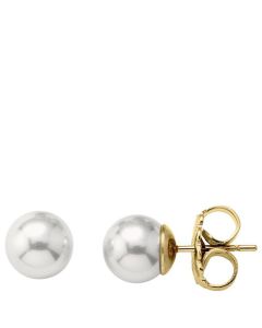 Majorica Gold plated rhodium silver earrings pearl size: 6mm