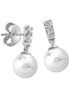 Majorica Fine Colection Earrings Nihal silver, 8 mm white round pearl