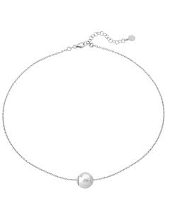 Majorica Pendant and chain Sterling silver rhodium-plated with pearl. Diameter pearl: 12 mm Length: 33 cm