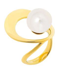 Majorica Petra 12 mm white pearl golden ring size 15