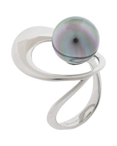 Majorica Petra 12 mm gray pearl silver ring size 15