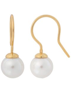 Majorica Nuada 9mm white pearl short golden earrings
