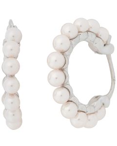 Majorica Ada 3 mm white pearls hoop earrings