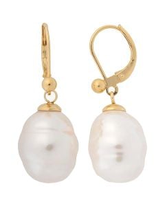 Majorica Ágora 12 mm baroque pearl short golden earrings