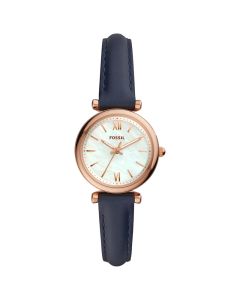 Fossil Carlie Mini ES4502 White Blue leather strap women's watch