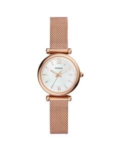Fossil Carlie Mini ES4433 White Rose Gold steel strap women's watch