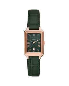 Fossil Raquel ES5366 Green Crocodile-effect Leather with Three Hands and Date Display women's watch