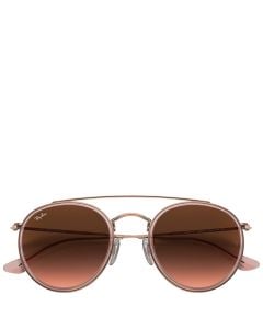 Ray-Ban Round Double Bridge copper frame brown lenses 51-22 sunglasses
