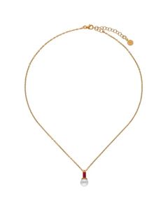 Majorica Selene gold-plated necklace with pearl and ruby red zirconia 17267.01.1.N42.530.1