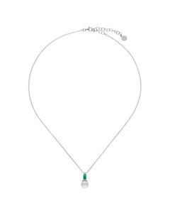 Majorica Selene silver necklace with pearl and emerald green zirconia 17270.01.2.N42.530.1