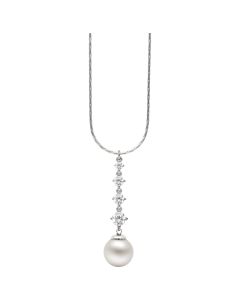 Majorica Éclat rhodium-plated silver with 10mm pearl and zirconia necklace