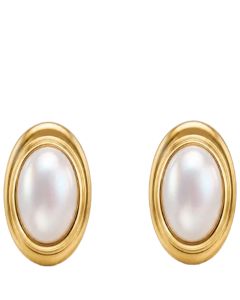 Majorica Gold-plated silver with 14 mm oval pearl earrings