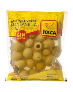 Pitted manzanilla olives Jolca 180 g bag
