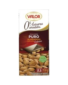 Pure chocolate with almonds Valor no added sugar 150 g tablet