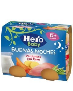 Jar of vegetables with turkey Hero Baby goodnight pack 2x190 g
