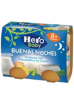 Jar of vegetables with whiting in creamy sauce Hero Baby goodnight pack 2x190 g