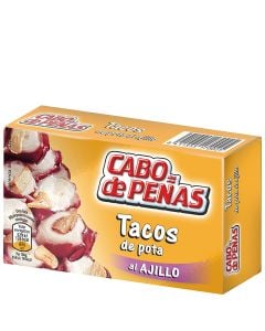 Squid (pota) cubes with garlic Cabo de Peñas 65 g tin