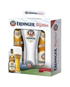 Beer Erdinger 2 x 50 cl bottles set + free glass