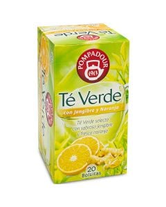 Pompadour Green tea with ginger and orange 20 bags box