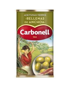 Green olives stuffed with anchovies Carbonell 150 g tin