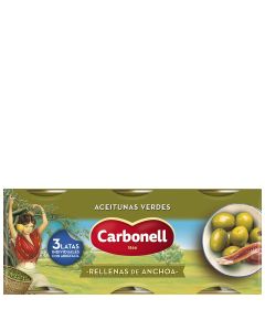 Green olives stuffed with anchovies Carbonell 3x50 g tin