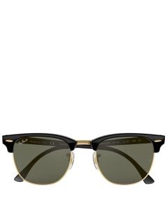 Ray-Ban Clubmaster Classic negro sobre montura dorada lentes verdes 51-21 Polarized gafas de sol