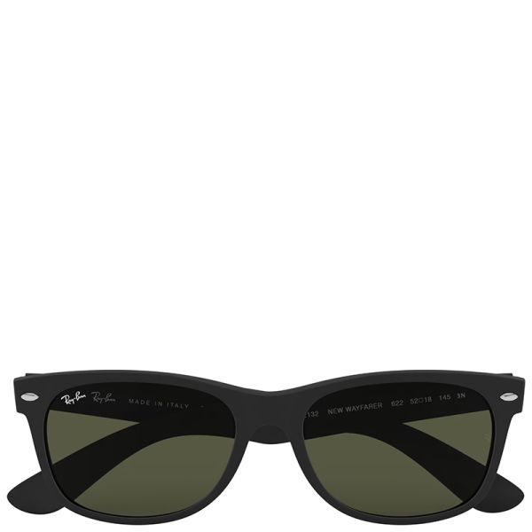 Ray-Ban New Wayfarer Classic black frame green lenses 52-18 sunglasses