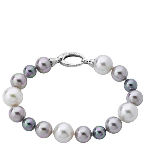 Majorica Estela Colection Bracelet Estela silver, 8/12 mm white, gray, nuage round pearl