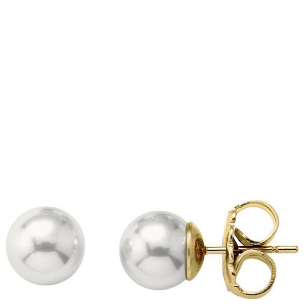 Gold plated rhodium silver earrings Majorica pearl size: 6mm