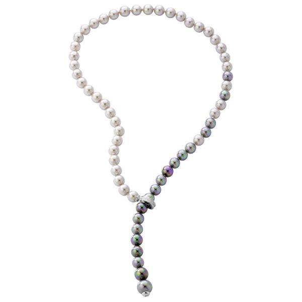 Majorica Stela adjustable short necklace made of sterling silver and pearls