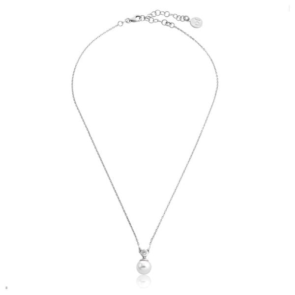 Majorica 15304.01.2.000.010.1 choker 37 / 42cm in rhodium-plated silver, 8mm white round pearl and zirconias