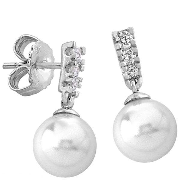 Majorica Fine Colection Earrings Nihal silver, 8 mm white round pearl