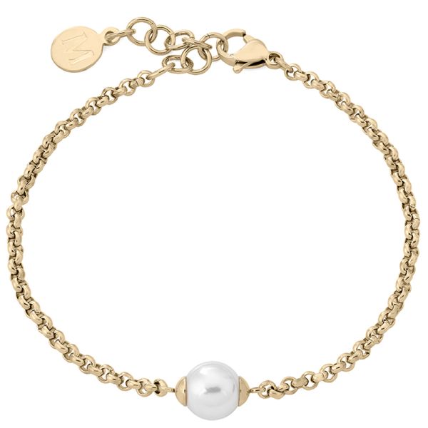 Bracelet in gold plated metal with pearl Majorica