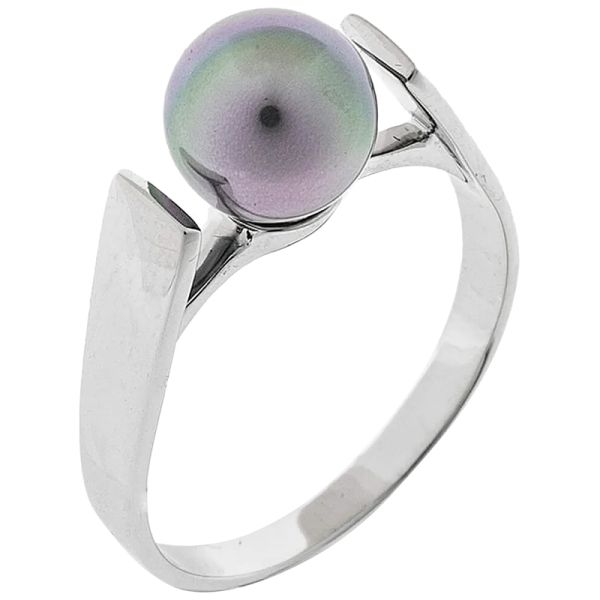 Majorica Nuada 7mm gray pearl ring size 15