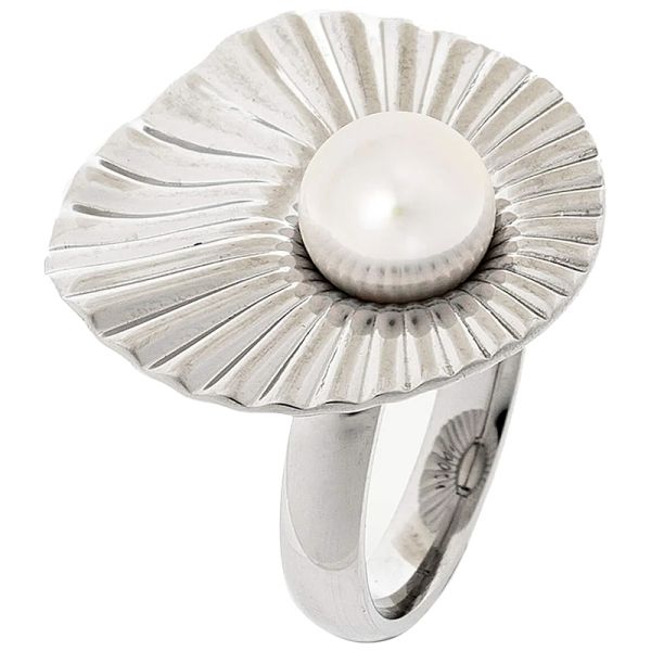 Majorica Le Palm 8 mm white pearl silver sing size 15