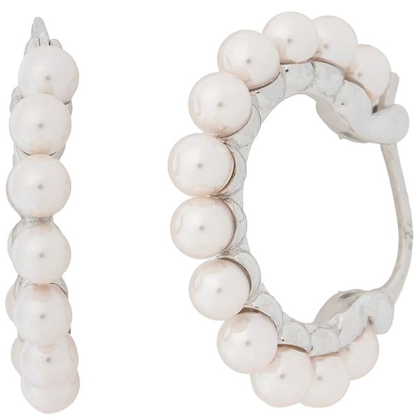 Majorica Ada 3 mm white pearls hoop earrings