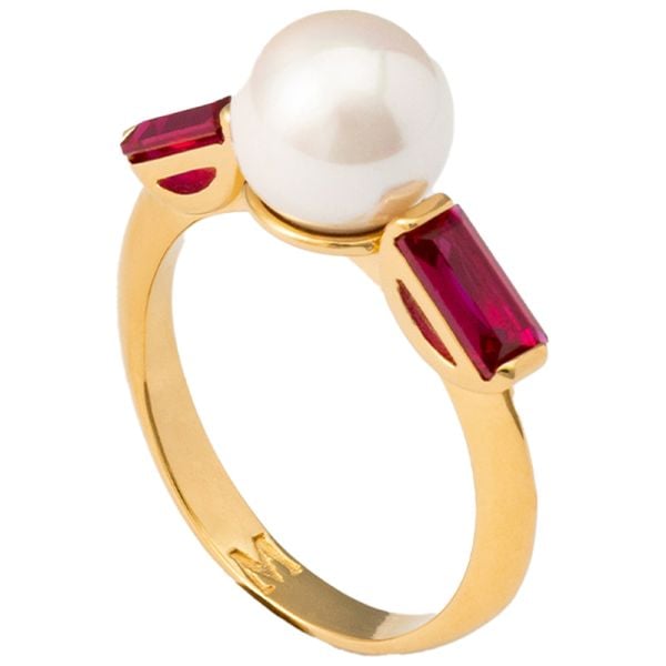 Majorica Selene Ruby Red Zirconia ring