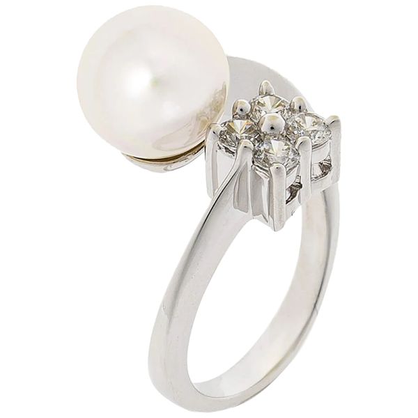 Majorica Selene 9 mm white pearl and zirconia ring size 13-15