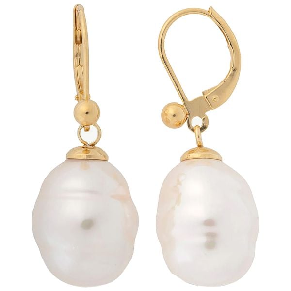 Majorica Ágora 12 mm baroque pearl short golden earrings