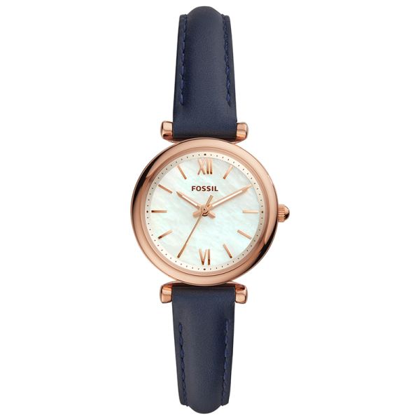 Fossil Carlie Mini ES4502 White Blue leather strap women's watch