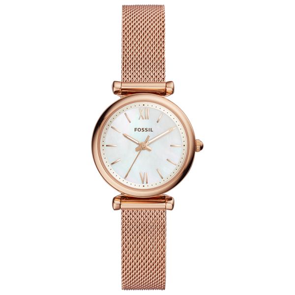 Fossil Carlie Mini ES4433 White Rose Gold steel strap women's watch