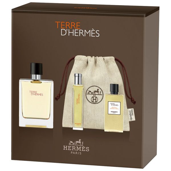 Hermès Terre d'Hermès pouch set: Eau de Toilette 100 ml + Travel spray 15 ml + Shower Gel 40 ml