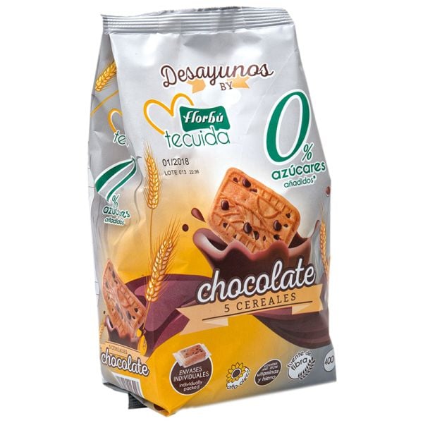 Biscuits 5 cereals with chocolate Florbú Breakfast 340 g