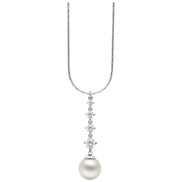 Majorica Éclat rhodium-plated silver with 10mm pearl and zirconia necklace