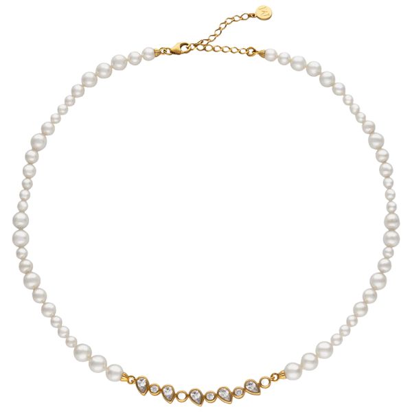 Majorica Nova Gold-plated silver with pearls and zirconia necklace