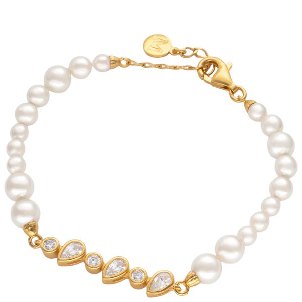 Majorica Nova Gold-plated silver with pearls and zirconia bracelet