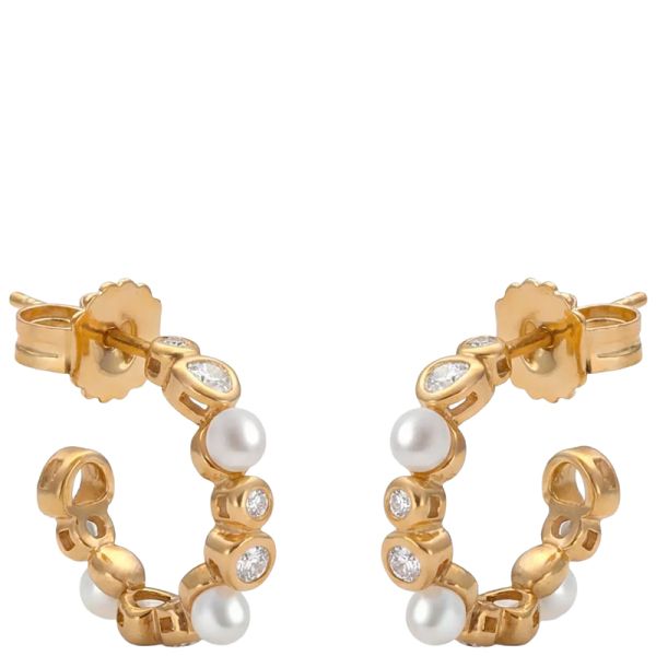 Majorica Nova Gold-plated silver with pearls and zirconia hoop earrings