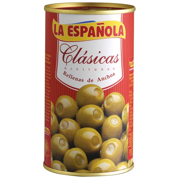 Green olives stuffed with anchovies La Española 150 g tin